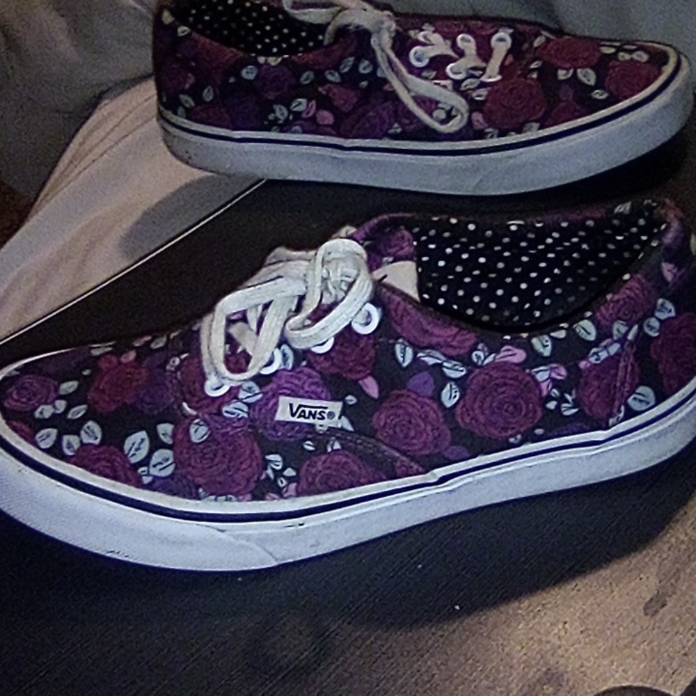 Vans Floral Rose Canvas Sneakers 8.5